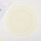 Jogo Americano Descanso Redondo Com Franja Algodão