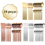 Kit 24 Talheres de Aço Inoxidável para Uso em Casa, Restaurantes, Festas e Casamentos