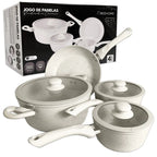 Jogo de Panelas 4 Peças Antiaderente Revestida Cerâmica Fogão de Indução E a Gás
